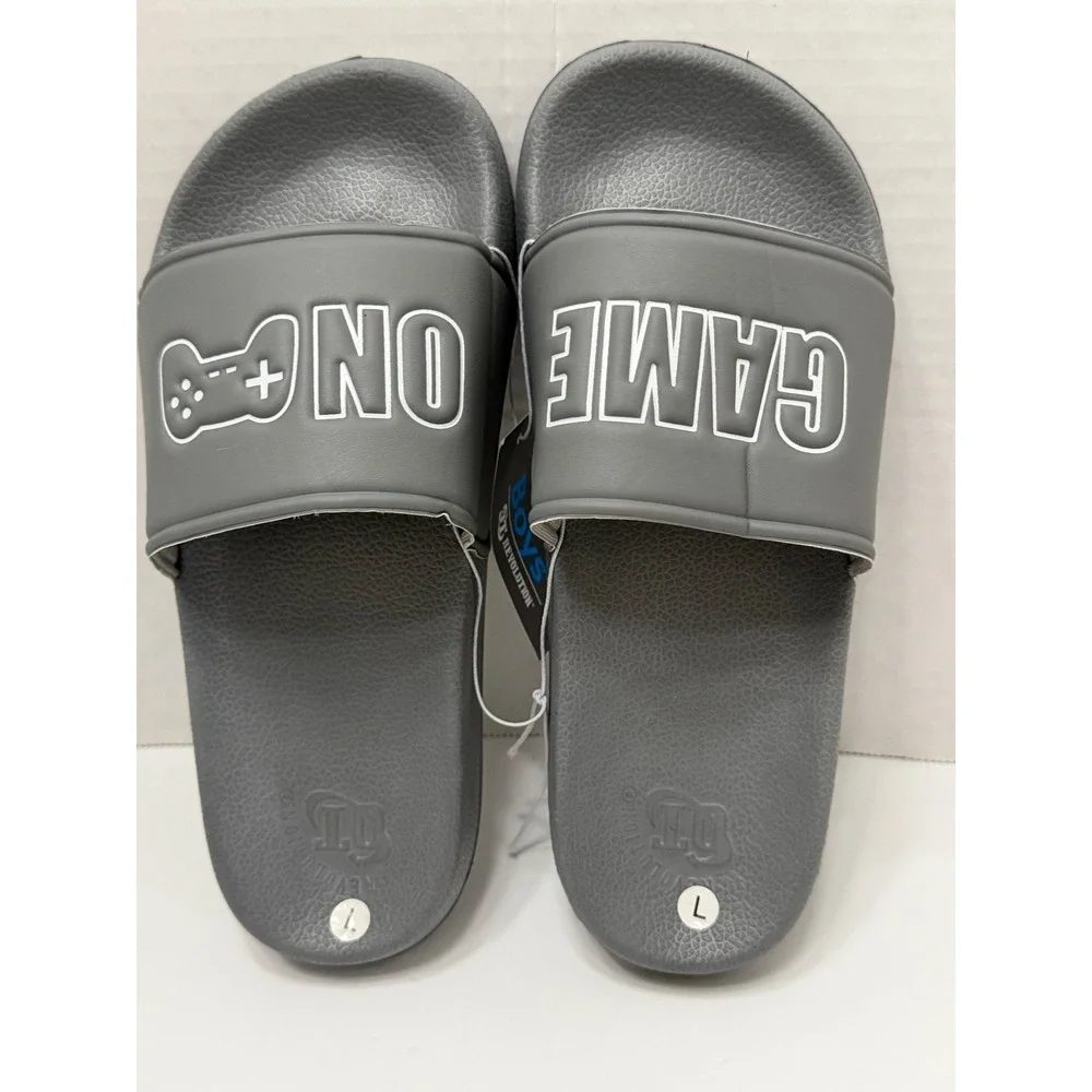 3D Revolution Boys Game On Gray Slide Sandals Video‎ Game Controller Size L 7